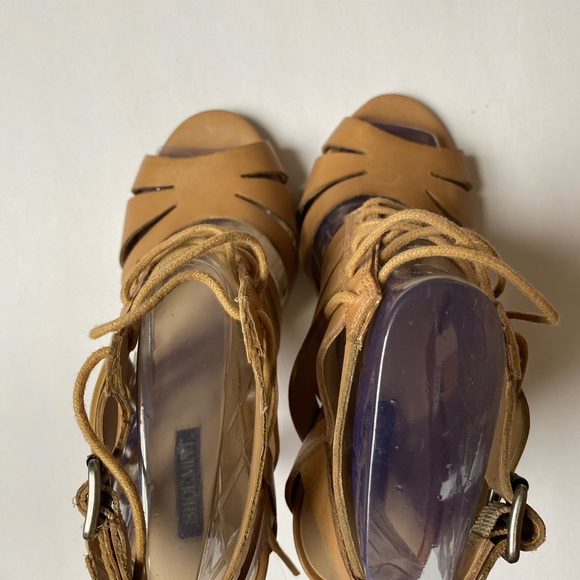 Shoemint Elizabeth Brown Leather/Lace up heel sz 8 - Picture 7 of 9